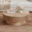 31.5" Modern Round Coffee Table with Storage, Solid Wood Veneered Accent Table-1501319122