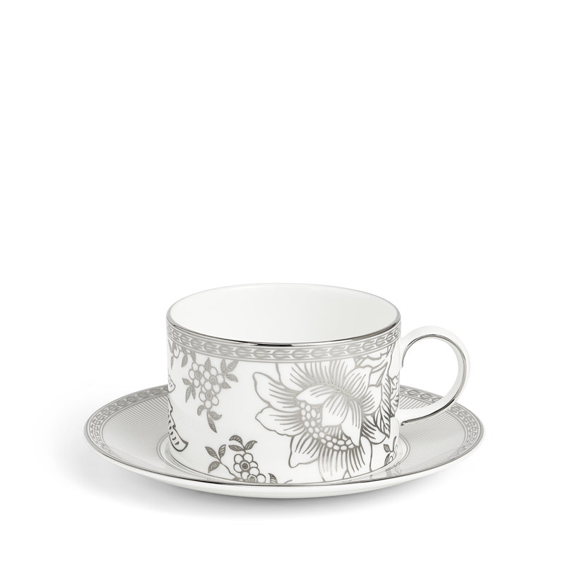 Wedgwood Silver Tonquin Teacup & Saucer 5.9floz