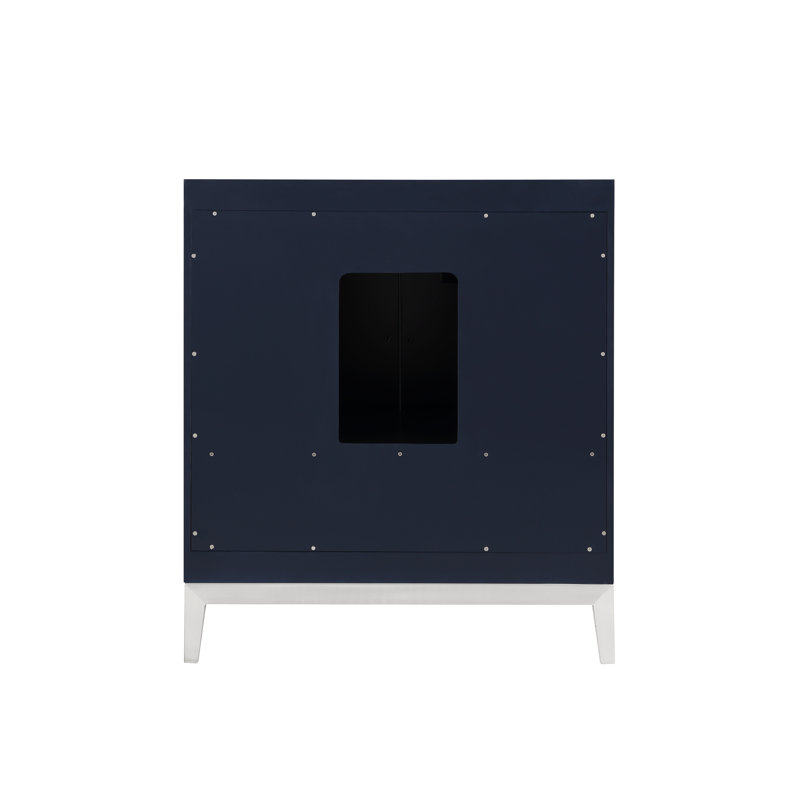 Gracie 30'' W Single Vanity, Pacific Blue, Satin Brass, White Quartz