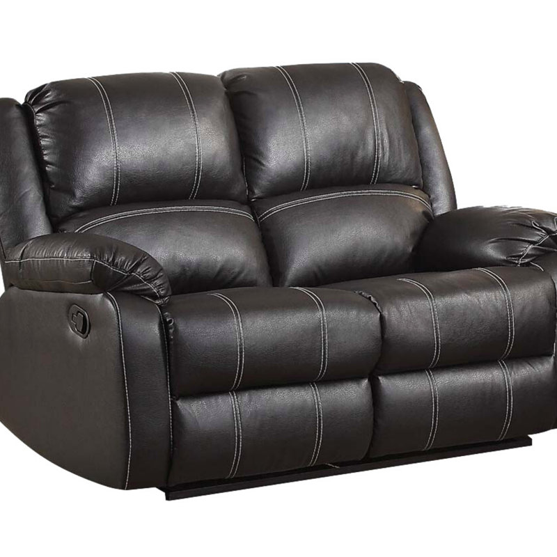 Causeuse inclinable en cuir synthétique noir, Noir