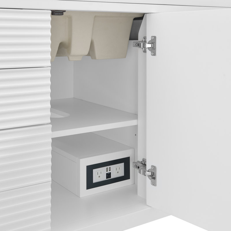 Myrrin 48'' W Single Vanity, White Zeus, Bright White, 8" Widespread