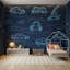 Papier peint tableau noir, art mural amovible-448143953-448143957