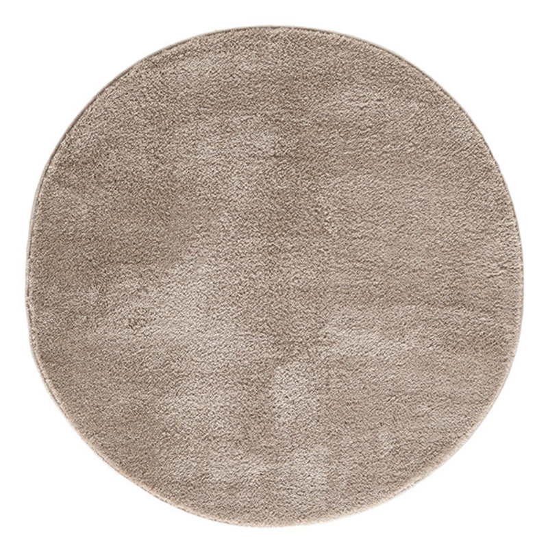 Taeler Washable Modern Living Room Rug Polyester - Anti-Slip Felt Backing SuperSoft Carpet, Dark Beige, Round 100 cm