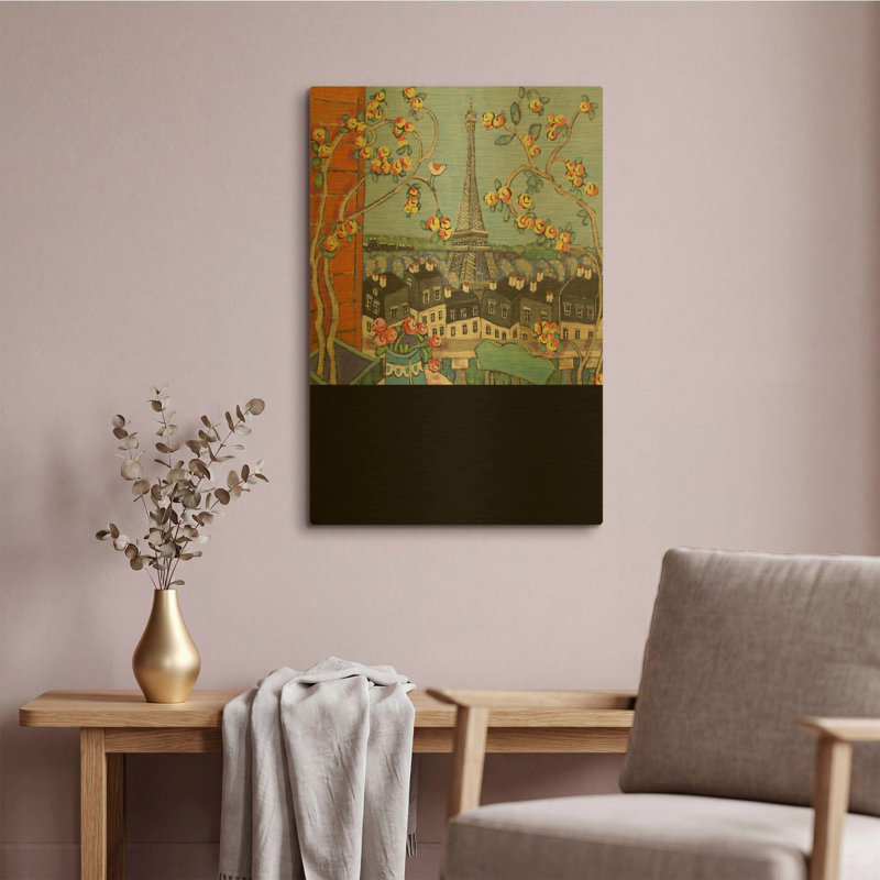 « Tour Eiffel I » par Holly Wojhan, tableau mural en métal doré, 40,6 x 61 cm, 16 po x 24 po