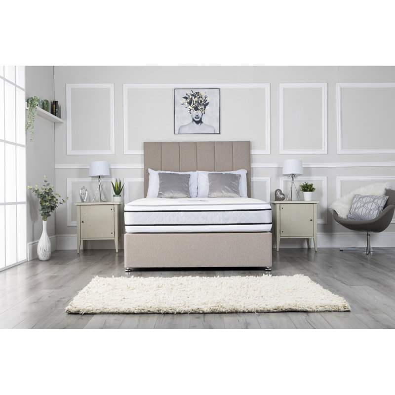 Aspelare Pocket Spring Divan Bed Set, 2 Drawers, Double (4'6), Silver Linen