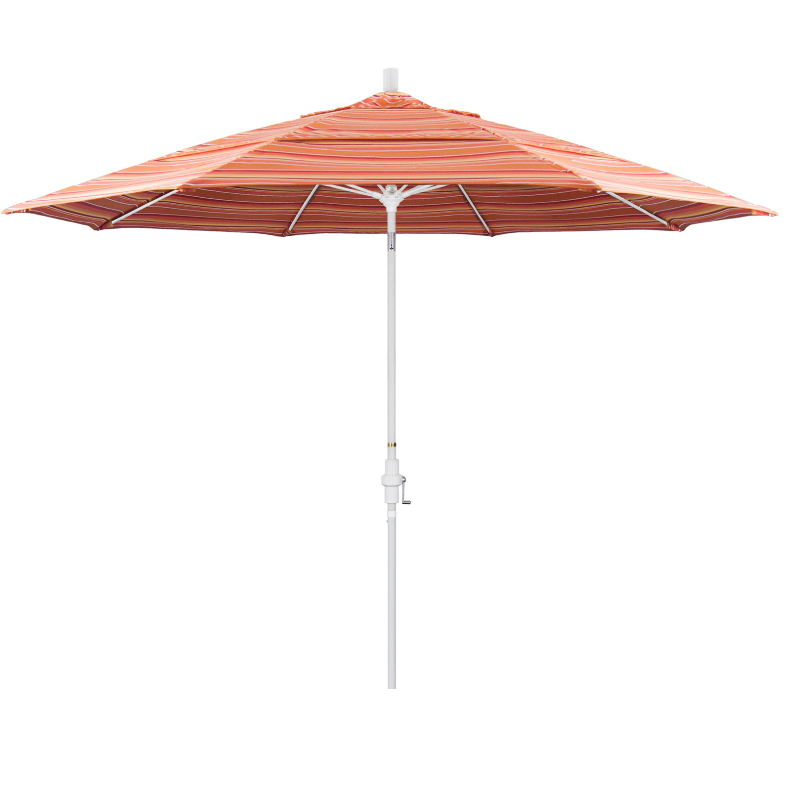 Brent 11' Sunbrella® Umbrella, Dolce Mango Stripe Sunbrella®, 102"H x 132"W x 132"D, Matted White