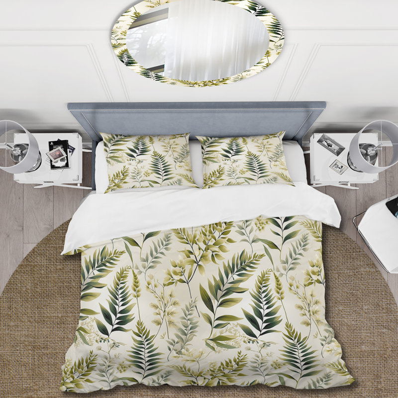 Literie Tranquil Ferns Ii III, Housse de couette simple + 1 taie décorative stan