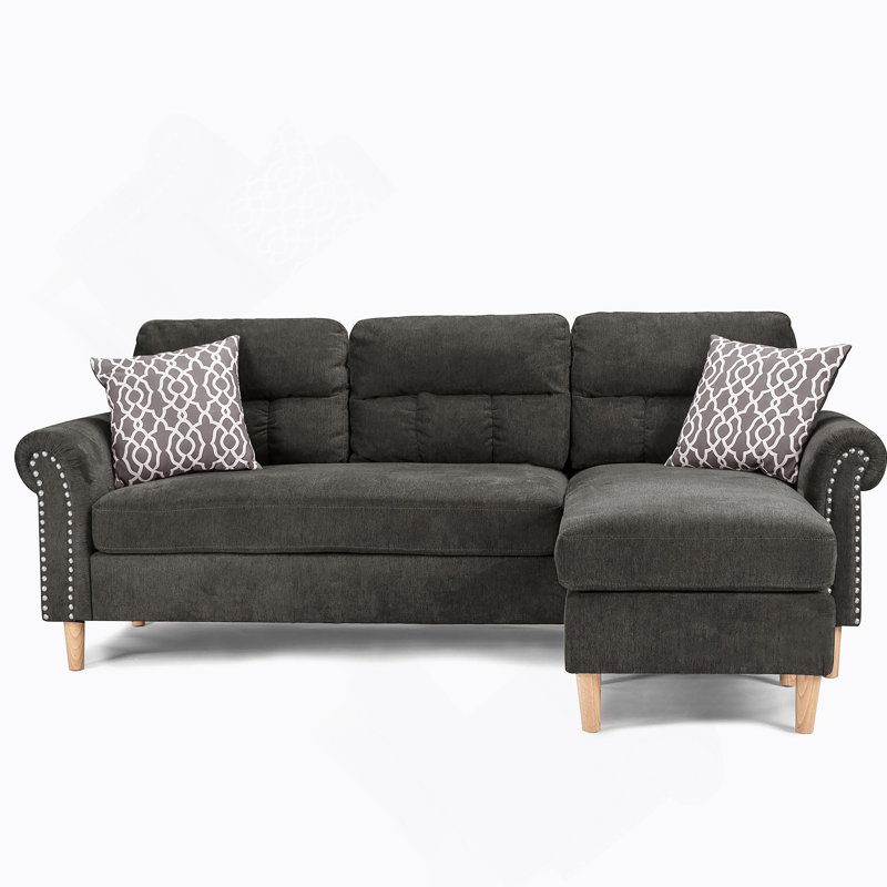 Ensemble modulaire réversible avec 2 coussins décoratifs gris ardoise, polyvalent et élégant pour tout espace de vie, Ardoise