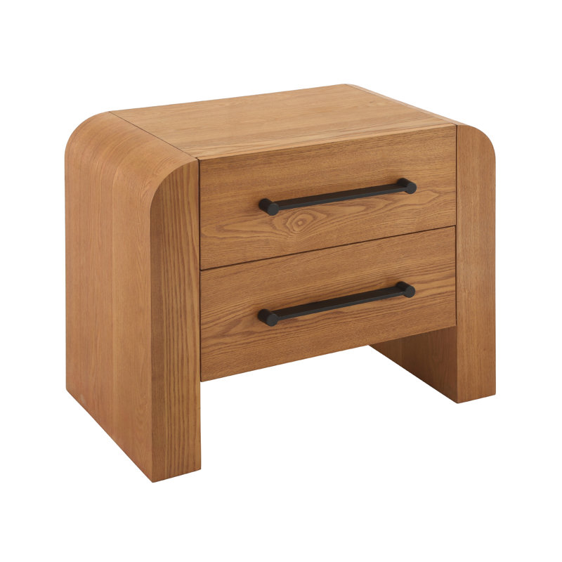 Table de chevet 2 tiroirs Luna, Naturel