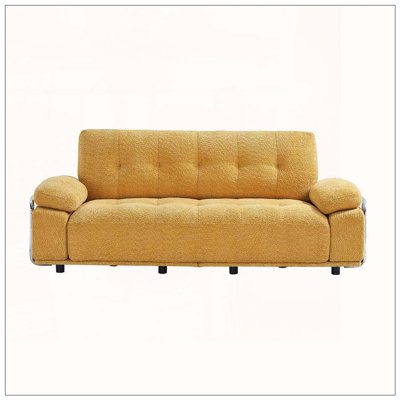 Modern Chenille Sofa with Steel Arm Frame and Compression Seat Cushions