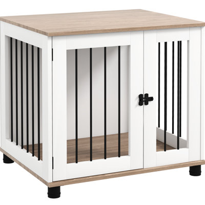 Dog Crate As Side Table, Walnut Brown Indoor Kennel For Small & Medium , Lockable Door Pet Security Table Smaller German Pointers,