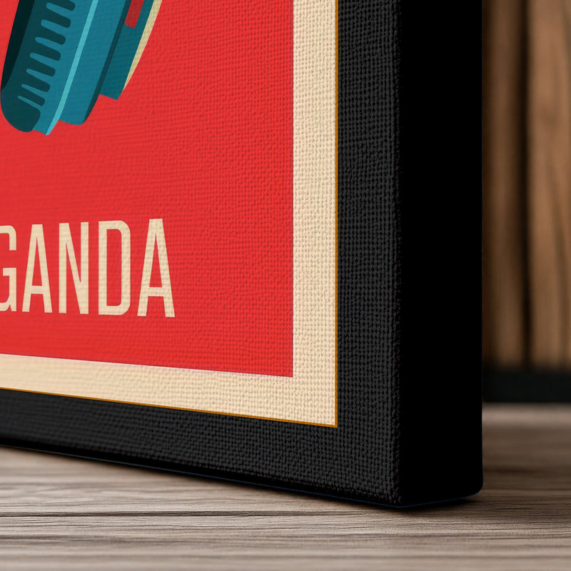 Headphones Bold Graphic Mid-Century - Wrapped Canvas, 24x16 - 61.0 x 40.6 cm, Black Border