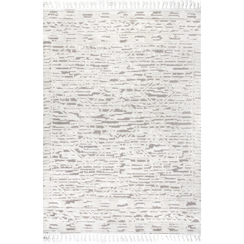 Tapis beige à motif abstrait Rella, Rectangle 5 pi 3 po x 8 pi 2 po