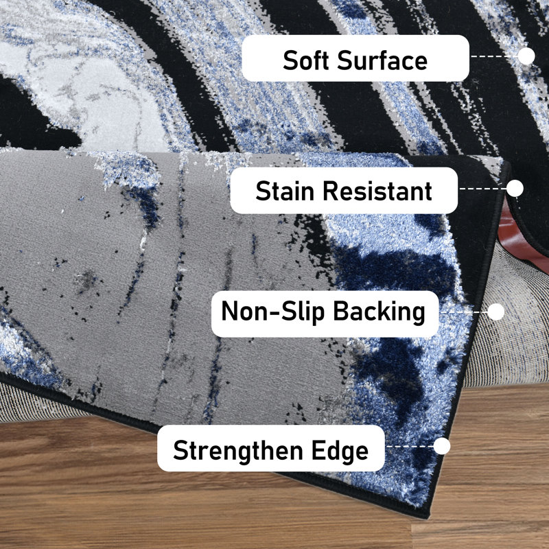 Galaxy Series Abrstract Black/Gray/Ivory/Beige Area Rug, Rectangle 7'9" x 10'2"