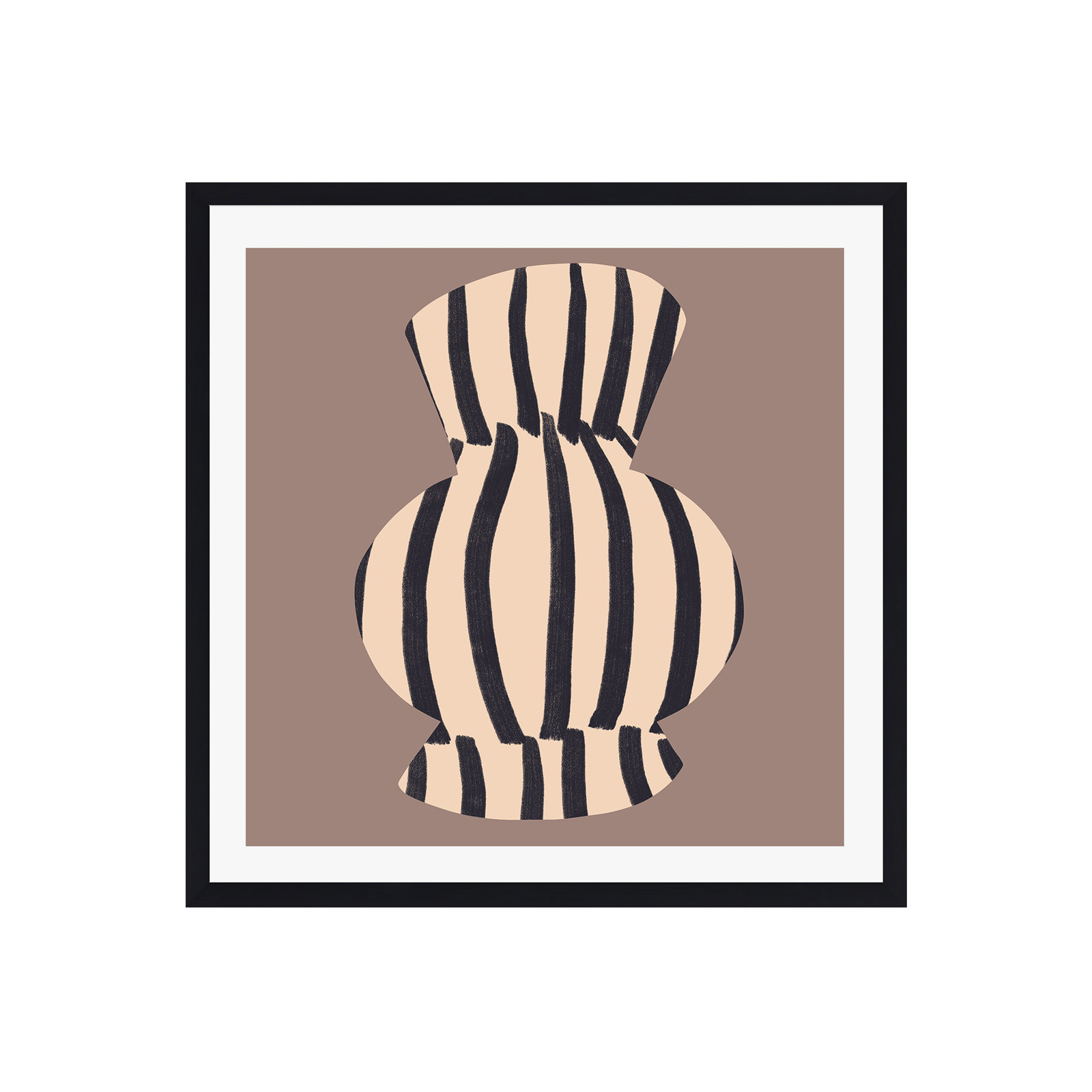 Ervand "Earth Tone Modern Vase" Print, Black Floater Framed, No, 36" H x 36" W x 2" D