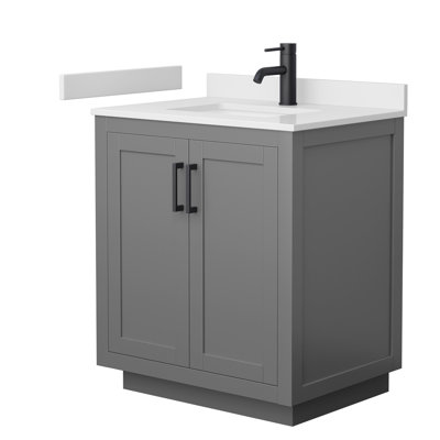 Ensemble de meuble-lavabo simple autoportant 30 po avec plateau en marbre Miranda