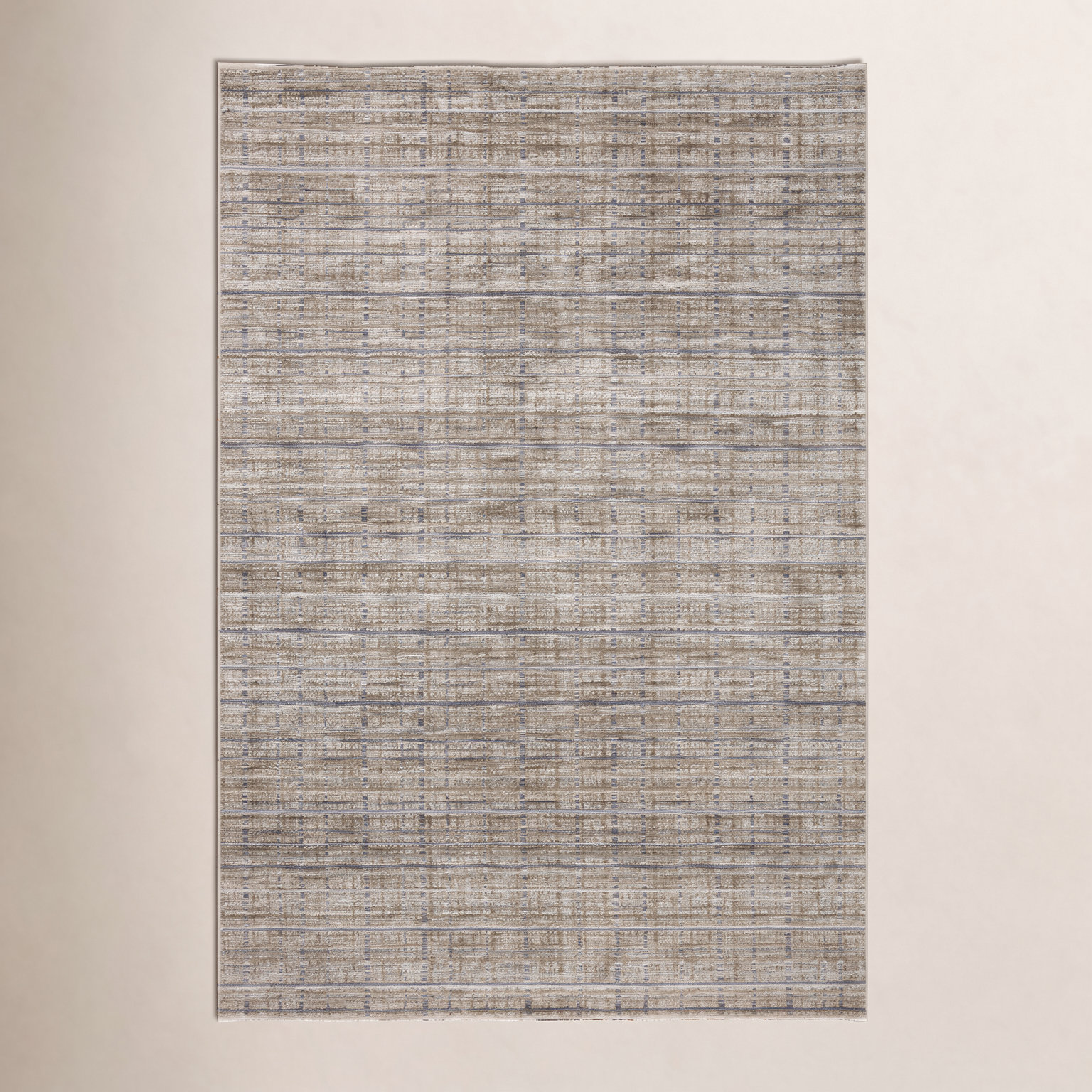 Beige Gray Striped Rug, Rectangle 9'6" x 13'1"