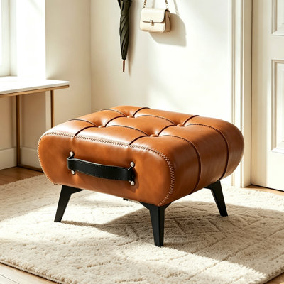 Petit repose-pieds en similicuir avec rangement pour le vestibule, repose-pieds décoratif, compagnon pour fauteuil sans accoudoirs