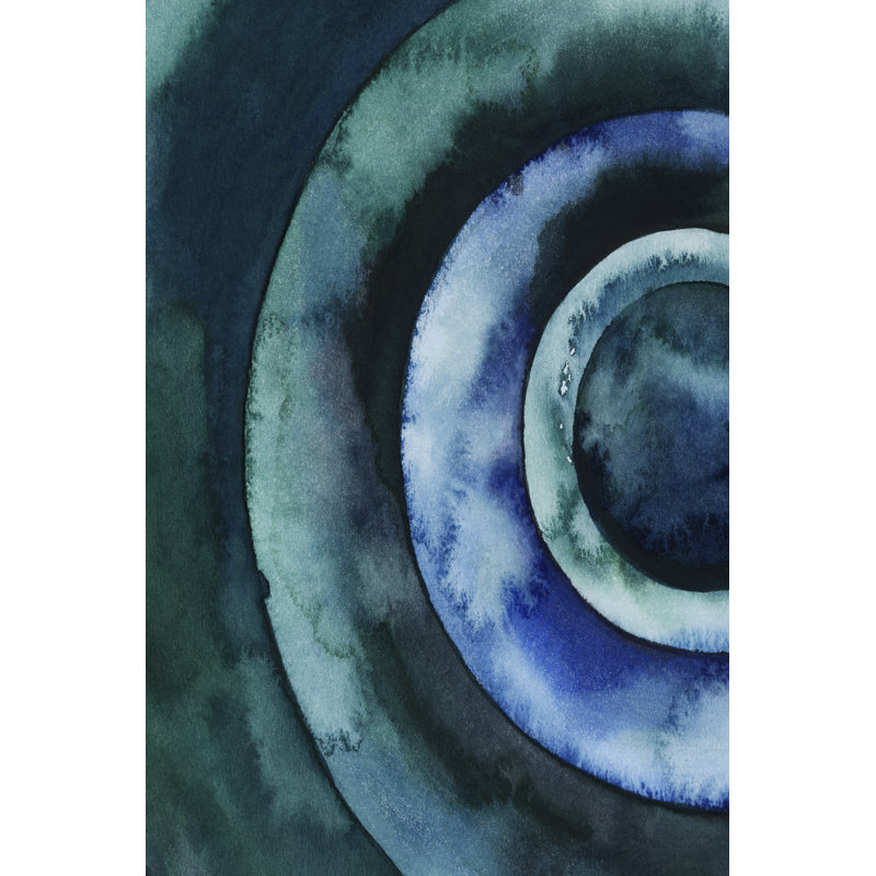 Cobalt Vortex I by Grace Popp - Painting on Canvas, 46 cm H x 30 cm W, Black Floater Framed