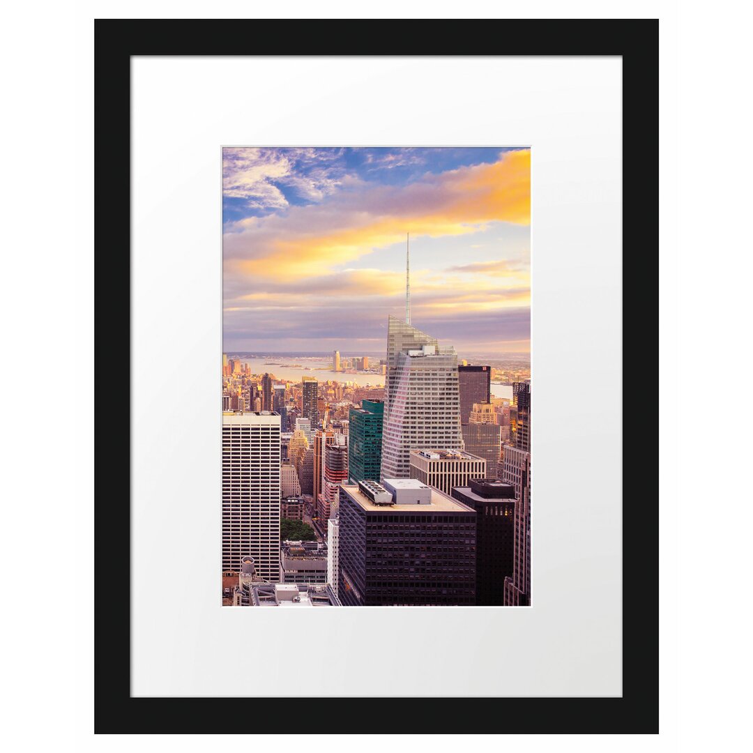 Gerahmtes Poster Skyline New York Sonnenuntergang