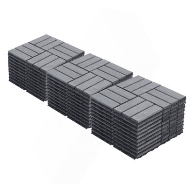 30 PCS Interlocking Deck Tiles Striped Pattern