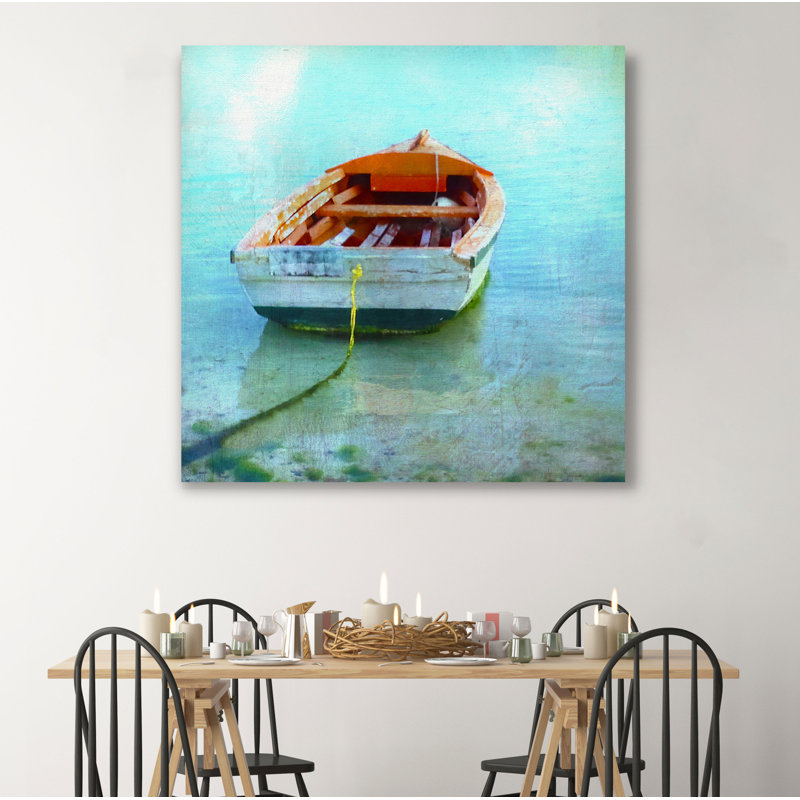« color tint bateau », peinture, H 16 po x l 16 po x P 1,5 po, Encadrement argenté