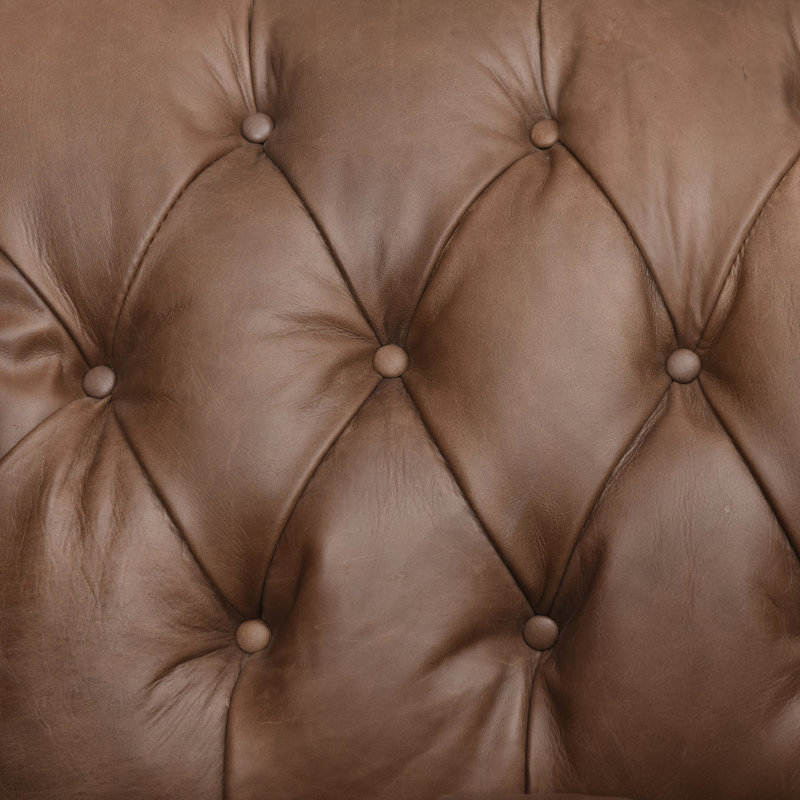 Williams Armchair, Natural Washed Chocolate Genuine Leather, Natural Washed Camel