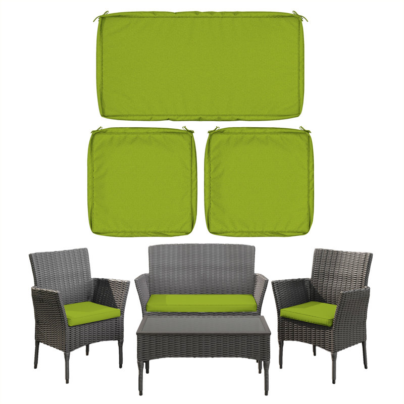 3-Pack Outdoor Seat Cushion Covers, Water-Resistant Patio Furniture Replacement Covers, Green
