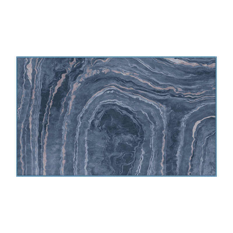 Machine Washable Blue Area Rug, Rectangle 7' x 10'