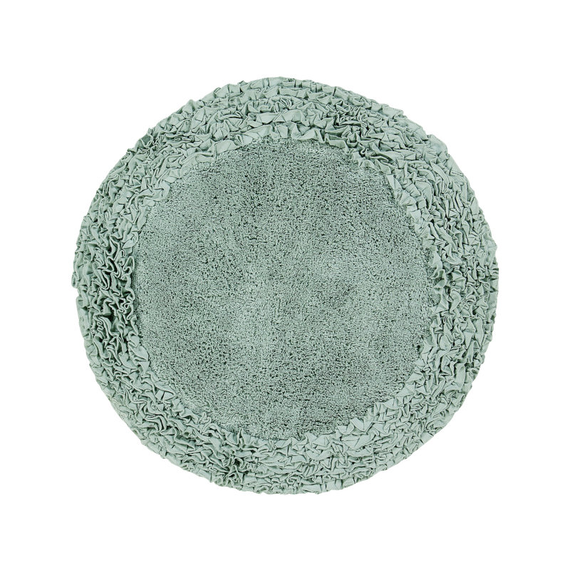 Zilla 100% Cotton Tufted Bath Rug, Ultra Soft & Absorbent, Non-Slip Spray Latex Backing, Luxurious Ruffle Border, 30" Round, Sage
