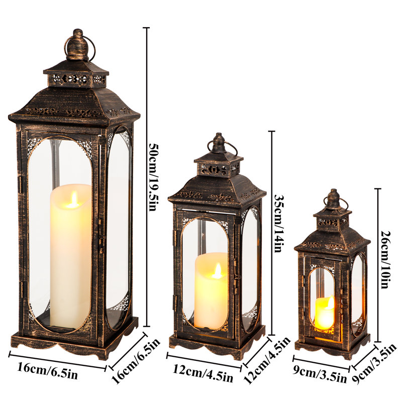 3 Piece Metal Tabletop Lantern Set