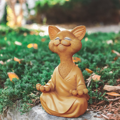 Statue de jardin joyeux chat bouddha