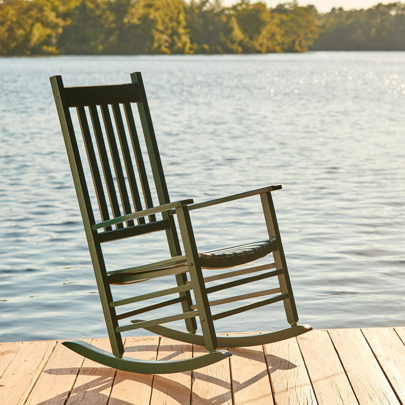 Chaise d'extérieur en bois massif à bascule Emjay, Vert foncé