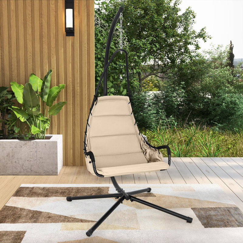 Saley Hanging Chair with Stand, Beige