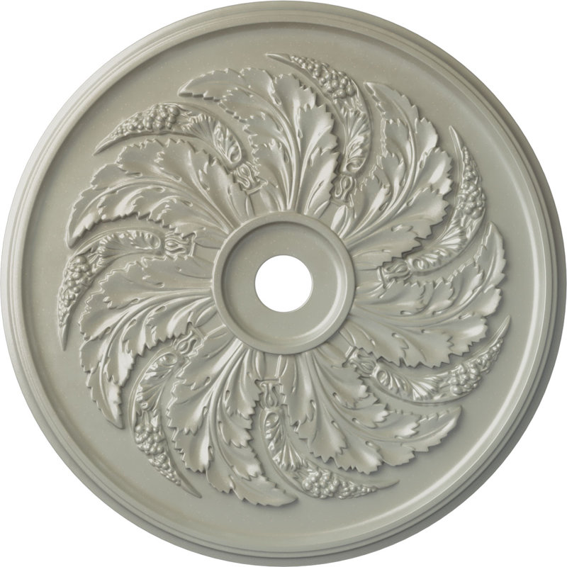 Médaillon de plafond Endurathane Shakuras, diamètre extérieur 47 5/8 po x P 2 po (pour les auvents jusqu'à 6 1/2 po), finition argent chaud peint à la main