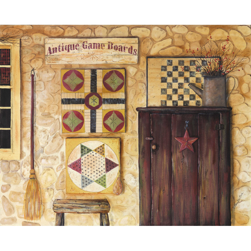 «Antique Game Boards» par Pam Britton - impression sur toile tendue, H 12 po x l 16 po