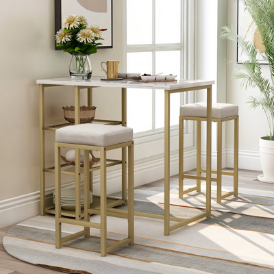 Savanah 2 - Person Faux Marble Top Four Leg Dining Set