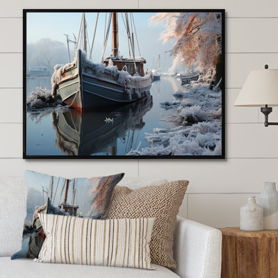 Icy Harbor Winter Landscape, reproduction d'art sur toile