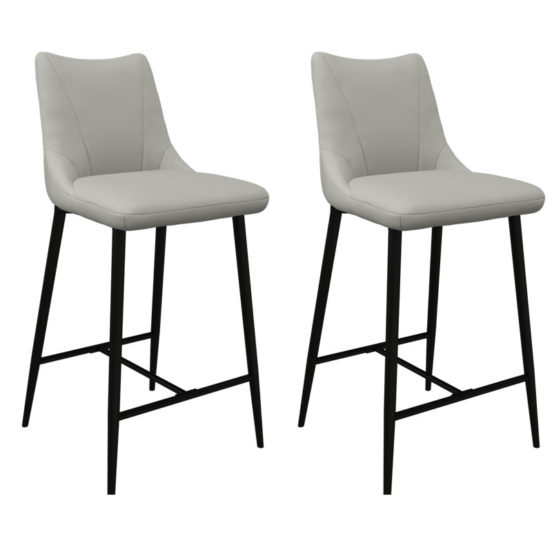 Bella Leather Counter Bar Stool, Grey
