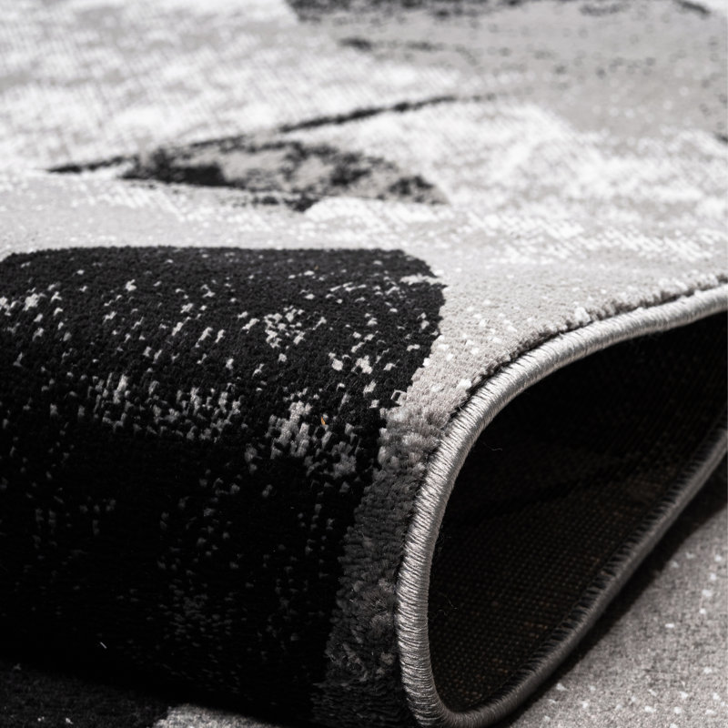 Abstract Area Rug, Black, Rectangle 160 x 230 cm