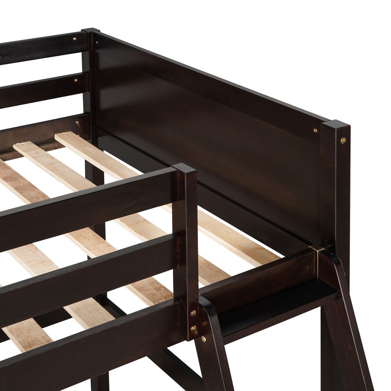 Lit mezzanine simple avec finition en bois massif - Repose-pieds confortable et polyvalent