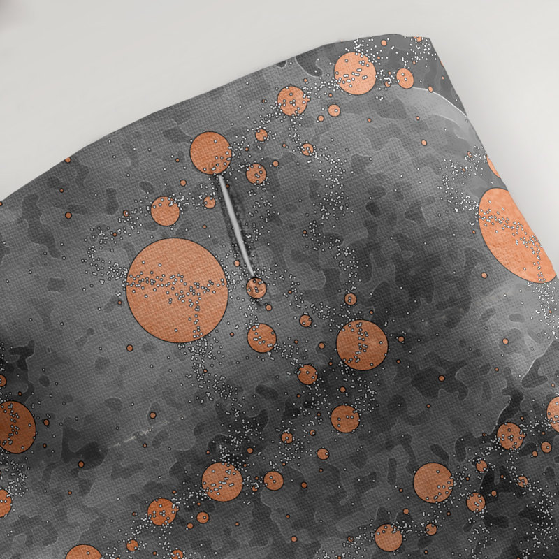 Rideau simple en planètes et étoiles, Orange / Noir
