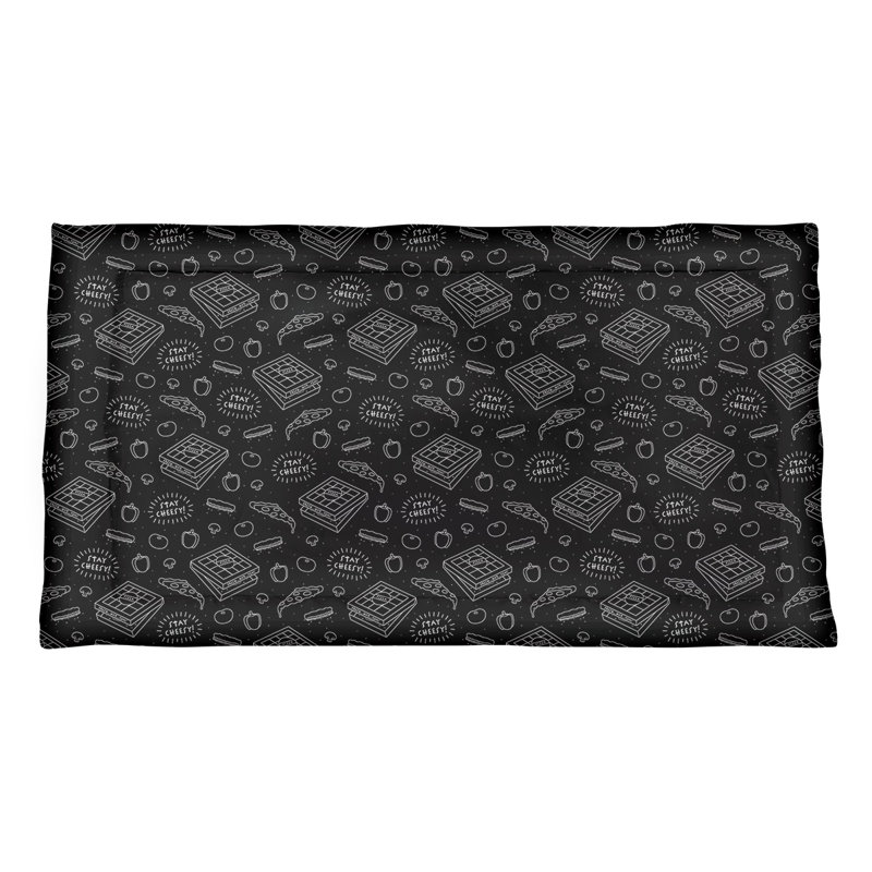 Taie décorative à motif pizza noir et blanc Katelyn Elizabeth - Microfibre, Microfibre, Simple standard, Noir