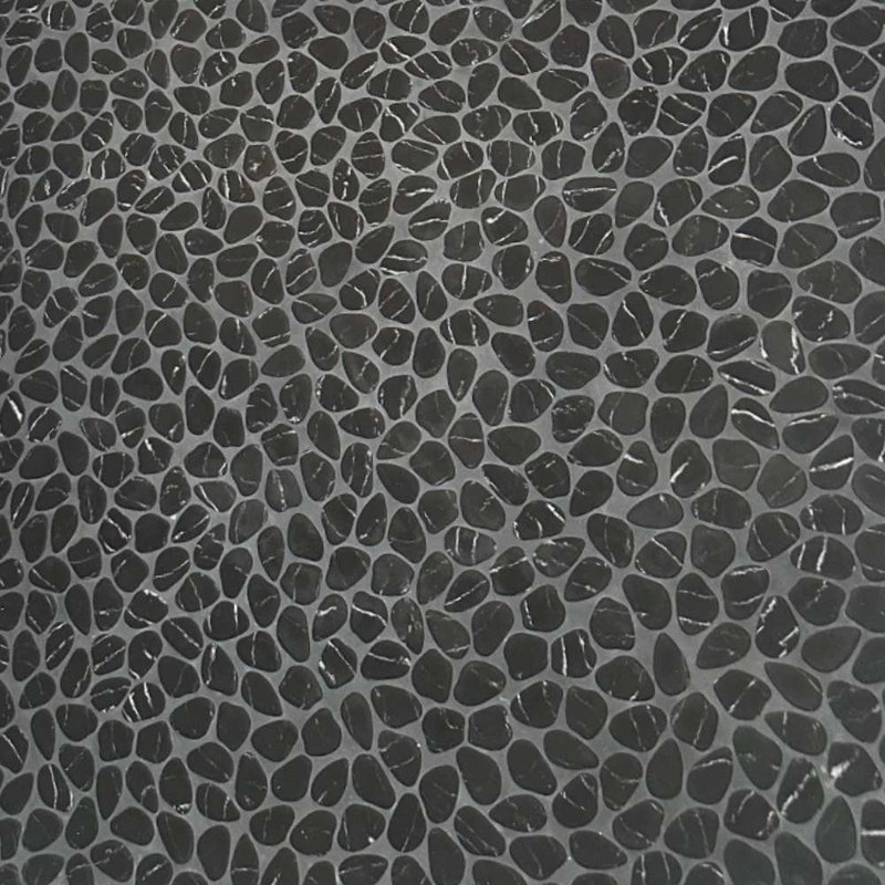 Recycled Cenote Pebble 13" x 13" Glass Wall & Floor Tile, Charcoal Black