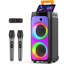 Karaoke Machine for Adults, Big Party Speaker with  Peak Power, Wireless PA System with Dual 8" Subwoofers, Disco Lights & 2 Microphones for Home Party Outdoor, Support USB/AUX/REC/TWS