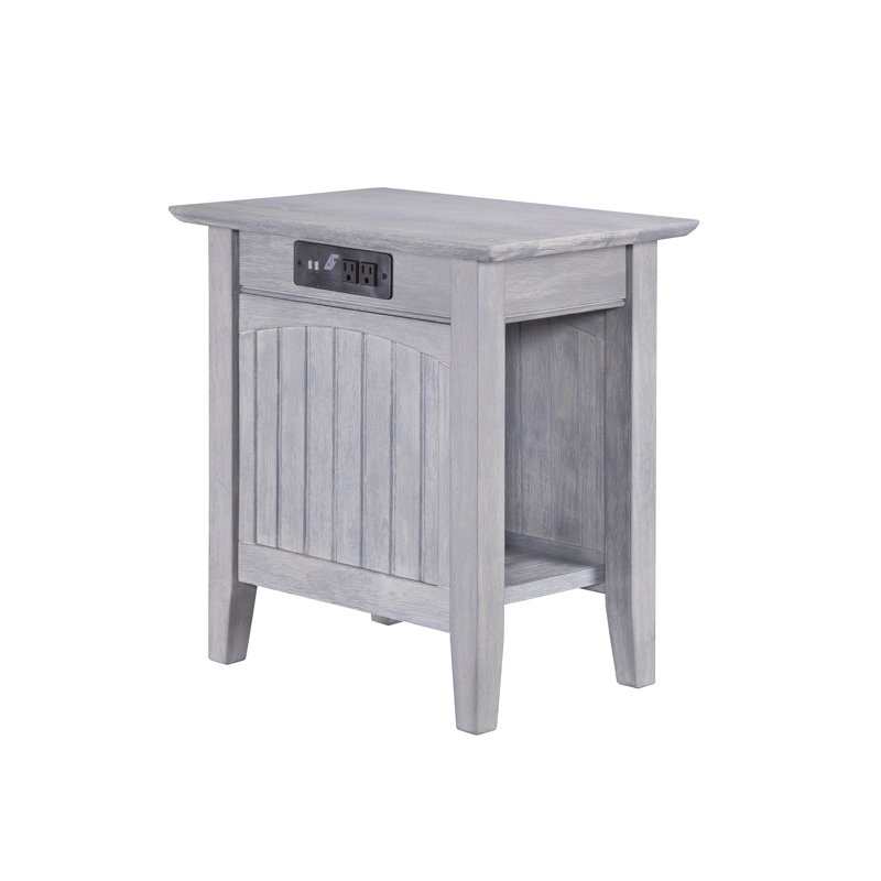 Glenni Solid Wood End Table and Built-In Outlets