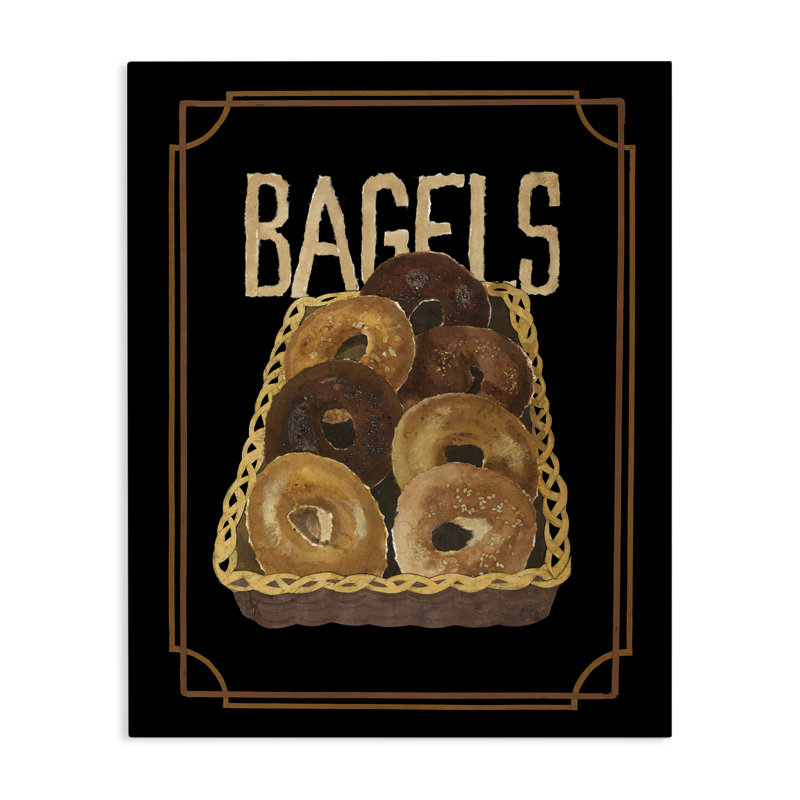 Panier de bagels, art mural par Nancy Overton, H 20 po x l 16 po