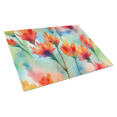 Grande planche à découper en verre à l'aquarelle du Wyoming