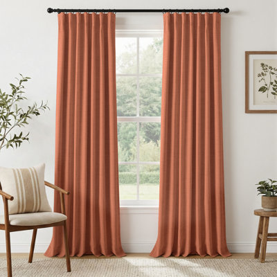 Birglinde Faux Linen Thermal 100% Blackout Curtains with Rod Pocket/Ring Clips