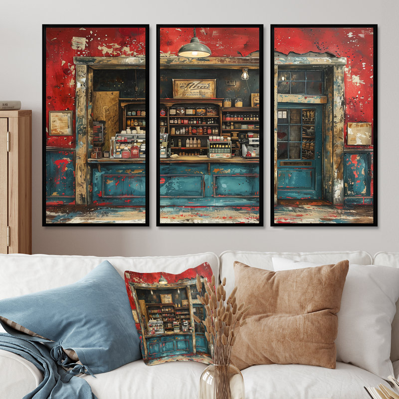Ensemble de salon mural Lauier - Stores & Stores, H 28 po x l 36 po x P 1 po, Toile avec cadre flottant noir